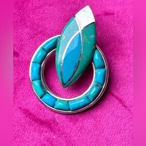 Jay King DTR 925 Silver Blue Turquoise Round Sundial Theme 4038 Y